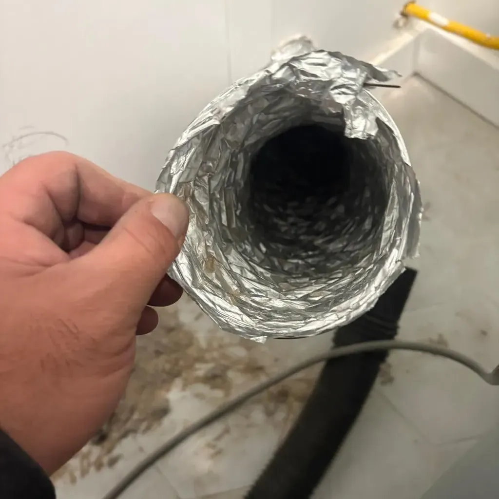 Dryer vent cleaning in Monroe, NY: example job photo of a dryer duct clear after cleaning